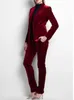 Velvet Women Prom Suits Red Lady Office Tuxedos för bröllop Gästkläder Slim Fit Evening Formal Blazers 2 Pieces Jacket
