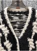 Kadın Örgü Yüksek Kaliteli Örgü Hırka Paltolar 2023 Sonbahar Kış Dış Giyim Kadınlar Siyah Beyaz Tığ Örgüsü Uzun Kollu Günlük