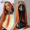 Synthetische Perücken Sivir Synthetisches Ingwer-Spitzenhaar Lange gerade orange Farbe Brasilianische Perücken für Frauen Anime Cospaly/Party Hochtemperaturfaser Q231021