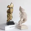 Objets décoratifs Figurines OUBU 27 cm Résine Le Silence est Masque d'Or Statue Art Abstrait Ornement Sculpture Statuette Bureau Vintage Décoration de la Maison 231021