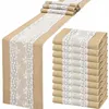 Table Runner 30x275cm 5Pcs Jute Burlap Lace Rustic Hessian For Wedding Craft Party Decor Christmas 231020