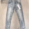 Мужские джинсы Мужские фиолетовые джинсы Дизайнерские длинные брюки Ksubi Ripped High Street Brand Джинсовая ткань с накладными отверстиями Прямая модная уличная одежда Silmeq8p
