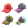 Ball Caps Unisex Vintage Washed Distressed Cotton Baseball Cap Colorful Gradient Tie-Dye Printed Summer Outdoor Festival Sport For Hat