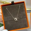 Classic Classic 925 Sterling Silver Full Diamond to Letter Pig Nose Necklace Female Fashion Massion Simple Vustrament Jewelry 231021