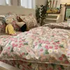 Ensembles de literie Ins Style pastoral vert housse de couette florale avec taie d'oreiller princesse drap de lit enfants filles ensemble roi reine mignon Kawaii 231020