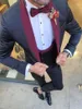 Mäns kostymer stil brudgummen grön och svart brudgum tuxedos sjal lapel män bröllop 3 piceces (jacka byxor väst slips) d149