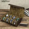 Чехлы для коробок для часов Высококачественный кожаный органайзер для часов для мужчин Дорожная сумка для хранения Роскошная ретро сумка Crazy Horse Skin Предотвращение падения с 8 слотами 231020