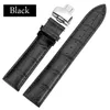 Titta på band Business Casual Black Brown äkta kalvskinnläder Watch Band Strap Butterfly Buckle Pattern Armband 18 20 22 24 MM 231020