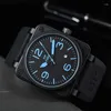 Män armbandsur Mänmaskiner Top Brand Watch Bell Rubber Multifunktionella vattentäta klockor Ross Diver Sports Clock Reloj
