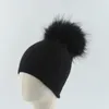 Berets Baby Hat Pompom Winter Boy Girl Angora Knit Beanie Real Raccoon Fur Autumn Warm Outdoor Skiing Accessory For Kids