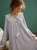 Women's Sleep Lounge Vintage Soft Velvet Women's Long Nightrowns Winter Autumn Long Sleeve Elegant Nightshirts Elegant Pregnant Dress Plus Size 231021