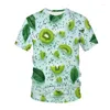 メンズTシャツ2023サマーファッションフルーツパターンTシャツパーソナライズされたヒップホップ3Dプリンティングラウンドネックトップ