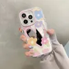 Чехлы для мобильных телефонов, корейский чехол с зеркалом Sweet Love Heart Flowers для iPhone 14 13 12 11 15 Pro Max, симпатичная жесткая противоударная задняя крышка 231021