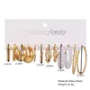 Hoop Earrings 6Pcs/Set Gold Color Pearl Twist Set For Women Vintage Metal Geometric Butterfly Heart 2023 Trendy Jewelry