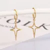 Hoop Earrings RYJU 925 Sterling Silver Lightweight Cut Out Star Creative Piercing Earring For Women Girl Teen Daughter Holiday Party Gift