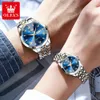 Inne zegarki Olevs Para Rhombus Mirror Luksusowy oryginalny kwarcowy mężczyźni i kobiety na rękę Wodoodporną datę Luminous Date tydzień