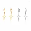 Boucles d'oreilles créoles RYJU 925 en argent sterling léger découpé étoile créative boucle d'oreille piercing pour femmes fille adolescente fille cadeau de fête de vacances