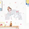 Wandaufkleber Cartoon Rosa Ballerina Mädchen Einhorn Regenbogen Wandaufkleber für Kinderzimmer Baby Mädchen Zimmerdekoration Wandaufkleber Zimmereinrichtung 231020