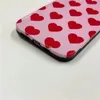 Casos de telefone celular bonito vermelho amor coração caso para iphone 13 12 11 pro max menina dos desenhos animados rosa completa em forma de coração capa brilhante 231021