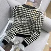 Maglioni da donna Autunno Inverno Spessore Plaid Colore Oneck Maglione monopetto lavorato a maglia Elegante manica lunga Streetwear Cardigan Donna Top casual 231021