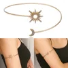 Charm Bracelets Minimalist Crystal Moon Sun Cuff Bangles For Women Sexy Rhinestone Geometric Metal Hand Arm Bracelet Adjustable Jewelry Lady