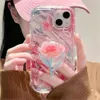 Casos de telefone celular coreano adorável flor anel titular caso claro para iphone 14 12 13 11 pro max x xs xr 7 8 plus bonito suporte floral capa macia 231021