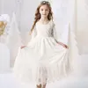 Girl Dresses Children's Clothing Europe And America Girls' Long Leap Sleeve Lace Performance Birthday Chiffon Wedding Dress