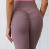 Yoga Outfits Solid Fitness Sport Pants Women Tight Push Up Sportswear High-waist Jogging Gym Stretchy Standard Fold Leggings