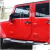 Autres accessoires extérieurs Abs Charnière de porte de voiture ERS Protector Kit rouge pour Jeep Wranlger Unlimited Rub Sahara Sports 2007- JK JKU 8PCS Dhey8