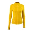 Traje de yoga Lu-088 Mujeres Chaqueta de yoga Ropa Top Slim Running Fitness Cremallera Soporte Collar Ajuste Manga larga Entrenamiento deportivo Secado rápido Ja Dhhkt