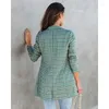 Ternos femininos 2023 primavera e outono moda deslocamento fino ajuste impresso xadrez casual conforto versátil manga longa casaco