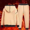 Erkeklerin Trailsuits Erkekler Setleri Trailsuit Erkekler Lamb Kaşmir Kış Yünü Kapşonlu Sweatshirt Kalın Sıcak Spor giysisi Erkek Takım İki Parça Set Sıradan Setler 231021