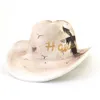 Hand Painted Halloween Pattern Western Cowboy Hat Woolen Party Ethnic Style Fedora Hat Panama Jazz Felt Cap for Women Men