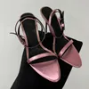 Luxury Fashion Brand Woman Sandal Queen shoes Padlock Metallic Leather Sandals pointed toe naked sandals luxury designer high heeled