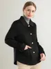 Women's Wool Blends 2023 100 Tops Coat TurnDown Collar Short Overcoat Woolen Jacket Hand Sewing Autumn Blazer Snaps Button 18 231020