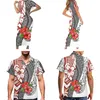 Basic Casual Jurken Polynesische Tribal Pohnpei Totem Tattoo Prints Paarkleding Zomer Lange Bodycon T-shirtjurk Koninklijke Kunst Bijpassende Paarsets 231020