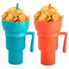 Gobelets Popcorn Tasse d'eau Gobelet de stade étanche avec bol de collation paille réutilisable pour les boissons de cinéma