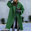 Femmes laine mélanges épais chaud Style français élégant longs manteaux vestes pardessus femme surdimensionné femmes vêtements d'hiver 231021