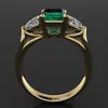 Wedding Rings 14k Gold Jewelry Green Emerald Ring for Women Bague Diamant Bizuteria Anillos De Pure Emerald Gemstone 14k Gold Ring for Females 231021