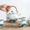 Ensembles de thé service à thé en céramique Pot de Style japonais boîte-cadeau théière tasses avec tasse à café créatif