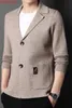 Мужские свитера, пиджак, весна-осень, повседневные свободные вязаные однотонные пальто, качественный деловой пиджак, большие размеры 3XL 231020