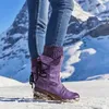 Frauen Winter Mid-kalb Boot Flock Schuhe Damen Mode Schnee Stiefel Oberschenkel Hohe Wildleder Warme Botas Zapatos De Mujer 230922