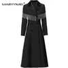 Wool wełna mieszanki Maryyimei Projektantka mody Autumn/Winter Cape Oreshwear Women's Lapel Classic Dost-Breasted Tassels Office Lady Trench płaszcz 231020