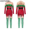 Stripe 3D Print Women Jumpsuit Carnival XMAS Party Cosplay Costume Bodysuit Adults Christmas Onesie Outfits