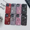 Cajas de teléfonos celulares Luxury Bling Glitter Ring Holder Case para iPhone 15 14 13 12 Mini 11 Pro Max Plus A prueba de golpes Hard PC Contraportada 231021