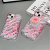 Casos de telefone celular coreano adorável flor anel titular caso claro para iphone 14 12 13 11 pro max x xs xr 7 8 plus bonito suporte floral capa macia 231021