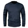 T-shirts pour hommes Automne Hiver Lâche T-shirt à col rond Style américain Couleur unie Mode Urbain Premium Qualité Jeunesse Simple Hauts à manches longues