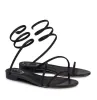 Tasarımcı Cleo Kristaller Mücevher Sandalet Süslenmiş düz topuklu Strass Ayakkabı Rhinestone Siyah Akşam Ayakkabı Kadın Yüksek Topuklu Lüks Tasarımcılar Kutu ile Ayakkabı 35-43