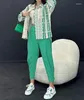 Kvinnors tvåstycksbyxor beskurna kostym 2023 Fashionabla etnisk stil bomull och linne långärmad skjorta leggings harem pant set