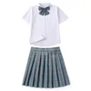 Kledingsets Schooluniform Set Voor Meisjes Studenten Klasse Pak Korte Mouw Button Down Shirt Geplooide Rok